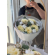 Букет с пионовидной розой и хлопком